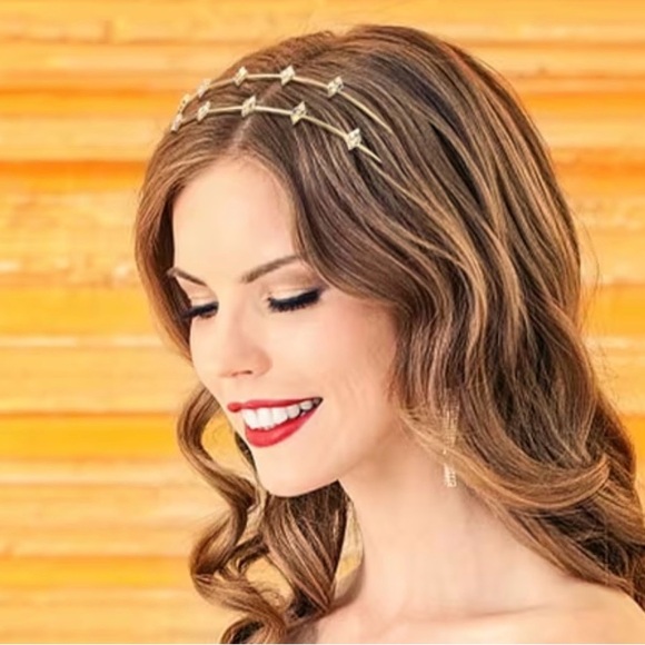 4 Elegant Silver Toned Headbands - Picture 4 of 5